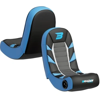 Image of BraZen Python 2.0 Bluetooth Kids Gaming Chair Foldable Floor Rocker with Speakers For Childrens Blue