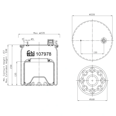 Image of 9603201257, 9603206257, 9613200921, A9603201257, A9603206257 Boot, air suspension FEBI BILSTEIN 107978 Rear, Rear Axle