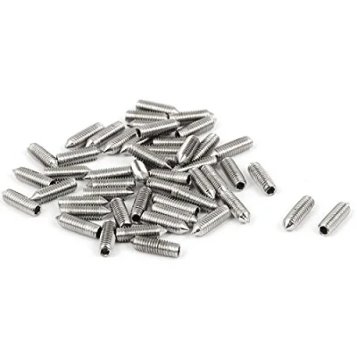 Image of Sourcingmap M3 x 10mm Cone Point Hex Socket Set Grub Screw Silver Tone 50 Pcs