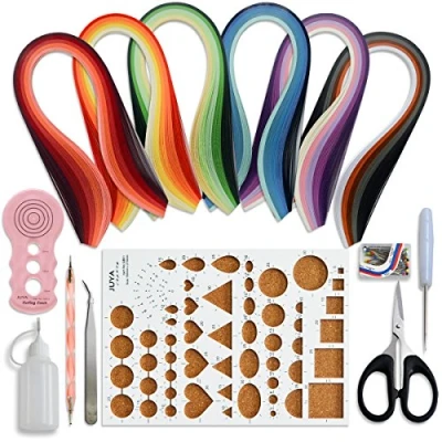 Image of Juya Paper Quilling Kits with 30 Colors 600 Strips and 8 Tools Pink Tools, Width 3mm