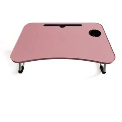Image of Portable Folding Laptop Table Lap Tray, desk Foldable Tablet Stand Breakfast Tray for Sofa, Bed, Terrace, Balcony, Garden,Pool, Beach (Pink)