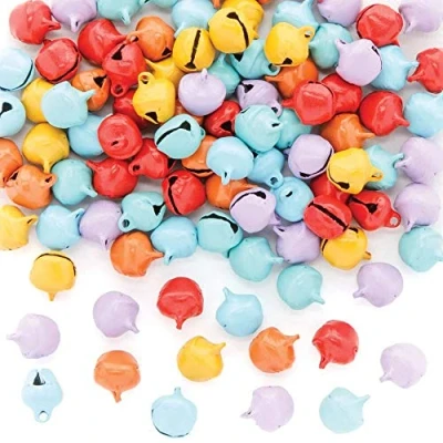 Image of Baker Ross AX943 Rainbow Small Carft Bells Pack of 120, Assorted Colour Jingle for Arts and Crafts Decorations