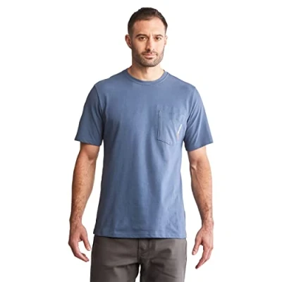 Image of Timberland Pro Men&#039;s Base Plate Blended Short Sleeve T Shirt Work Utility, Vintage Indigo, Medium
