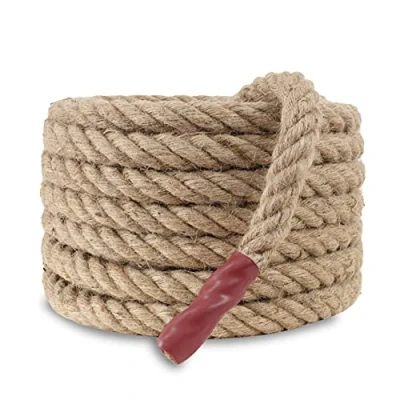 Image of EMEKIAN 20mm Natural Thick Jute Rope, 15M Twisted 4 Strand Fiber Hemp Strong Twine String for Gardening, Craft, Bundling, Camping, Decorating (Brown)