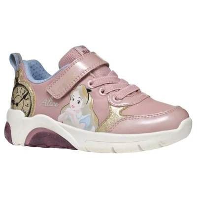 Image of Geox Light UP Disney Alice J Fadinlight GIRL Trainers for kids, Size: 8.5K, rose/platinum Imitation leather/ textile