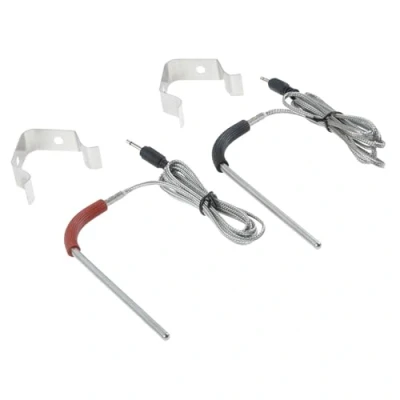 Image of Gohantee 2 Pack Grill Probes Replacement for Weber Igrill 2, Mini, 3 with Probe Clip Holders, Temperature (Red/Black)