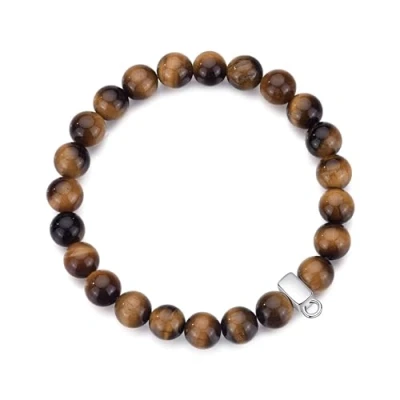 Image of Philip Jones Tiger&#039;s Eye Gemstone Charm Stretch Bracelet