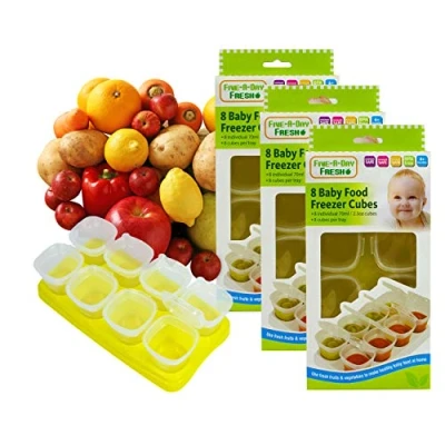 Image of Baby Weaning Food Pots Freezer Tubs Stacking Tray Cubes Containers BPA Free for Storing Mashed Food, Formula, Snacks, Breast Milk &amp; Fresh Pack of 3