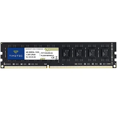 Image of Timetec 4GB DDR3L 1333MHz PC3 10600 Non ECC Unbuffered 1.35V CL9 2Rx8 Dual Rank 240 Pin UDIMM Desktop PC Computer Memory RAM Module Upgrade (4GB)