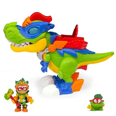 Image of SUPERTHINGS RIVALS OF KABOOM, H Rex Superdino Articulated Hero Dinosaur with Lights and Sound Effects, 1 Exclusive Kazoom Kid SuperThing