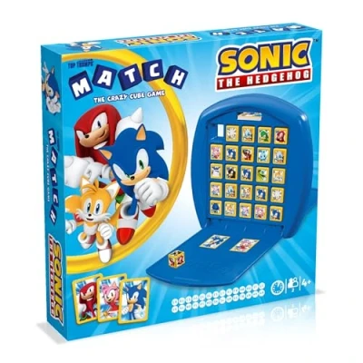 Image of Top Trumps match Sonic the Hedgehog Board Game, 5 Tails, Knuckles, Shadow, Doctor Eggman in a row to win, great gift for SEGA video game fans, ages 4 plus