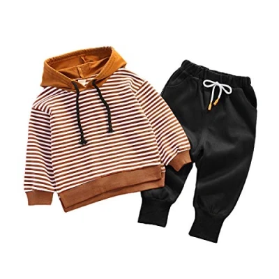 Image of Nwada Boy Clothes 4 5 Years, Children Clothing Outfit, Sport Hoodies Top and Pants Set, Birthday Gift, Present for Kids Brown