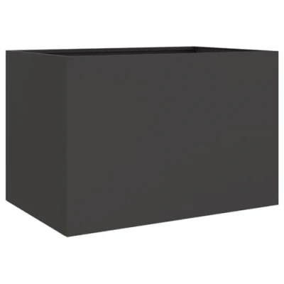 Image of vidaXL Black Planter 62x40x39 cm Cold rolled Steel Rectangular Garden Box for Patio, Balcony, Outdoor/Indoor Plant Container