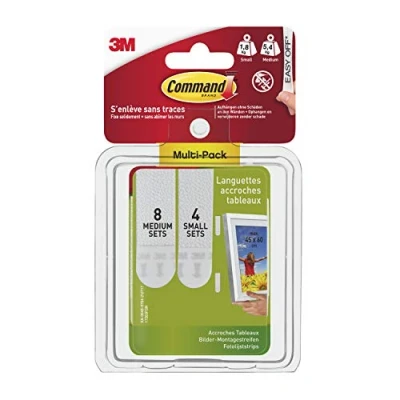 Image of Command 17203 Picture Mounting Strips, Multi Pack, 4 x 2 Small Strips and 8 Medium