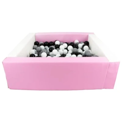 Image of Velinda Soft play ball pit, home indoor, outdoor, pit + 300 balls (Ball pit/balls colour: white, pink (pastel)/black, grey)