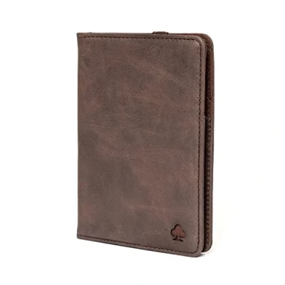 Image of PORTER RILEY Premium Leather Passport Holder/Case/Cover/Travel Wallet (Dark Brown)