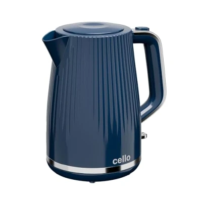 Image of Cello Blue 1.7L 3000W Electric Rapid Boil Kettle with 360 Base, Tea for Boiling water Automatic Shutoff, Cordless, Illuminated Switch, Concealed Element &amp; Washable Filter