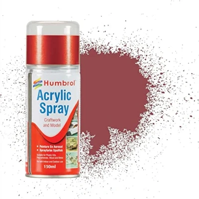 Image of Humbrol Modellers Spray Paint AD6073 No 73 Matt Wine red Oxide 150ml Model Paints for Plastic Kits, Fast Drying Modelling Crafting Surfaces Including Plastic, Fabric, Wood &amp; Metal Models