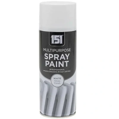 Image of AlezyB 1 x White Gloss Multi Purpose Spray Paint 400ml Excellent Coverage, Quick &amp; Fast Drying for interior exterior Multipurpose Metal Plastic Wood Glass.