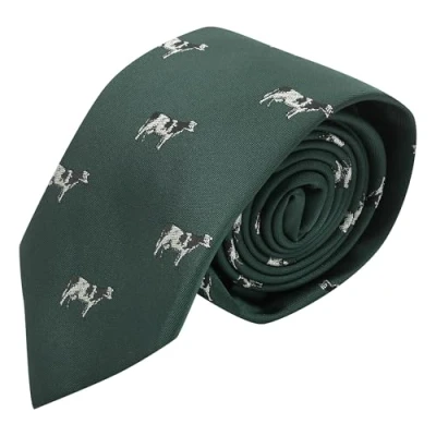 Image of King &amp; Priory Dark Green Embroidered Cow Tie