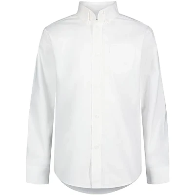 Image of IZOD Uniform Young Men&#039;s Long Sleeve Button Down Oxford Shirt, White, Medium