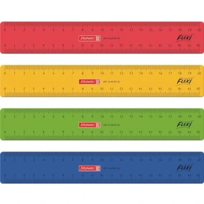 Image of Brunnen Flexi 104987120 Unbreakable Ruler for School or Office 20 cm, 4 Colours, Suitable Both Left and Rechthänder)
