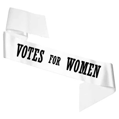 Image of My Pretty Little Gifts &#039;Votes for Women&#039; Suffragette Sash: Green, Purple, Yellow, White: Emmeline Pankhurst Costume (White)