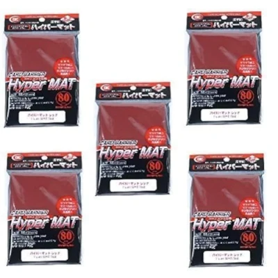 Image of KMC Hyper Mat Red Trading Card Sleeves Deck Protectors 5 Packs/total 400 Sheets Japan Import