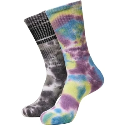 Image of Urban Classics Tie Dye Socks 2 Pack, Multicolor, 35 38