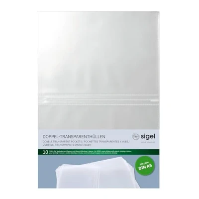 Image of SIGEL SM181 Double Transparent Pockets, for menu cover with elastic binding, A5, 10 Pieces