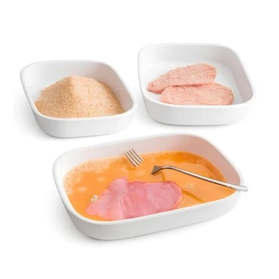 Image of Snips Kitchen Breading Trays, Set, 3 Bread Crumb Food Preparation, Dishwasher safe Made in Italy, Bpa Free