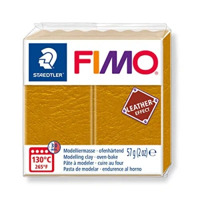 Image of STAEDTLER Fimo Leather Effect Oven Hardening Modelling Clay Ochre Colour 8010 179