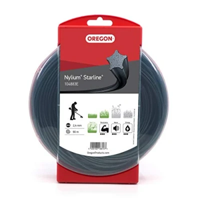 Image of Oregon Nylium Star Shaped Strimmer Line Wire for Grass Trimmers and Brushcutters, Five Cutting Edges Clean Finish, Professional Grade Heavy Duty Nylon, Fits Petrol Strimmers, 2.4mm 90m (‎104883E)