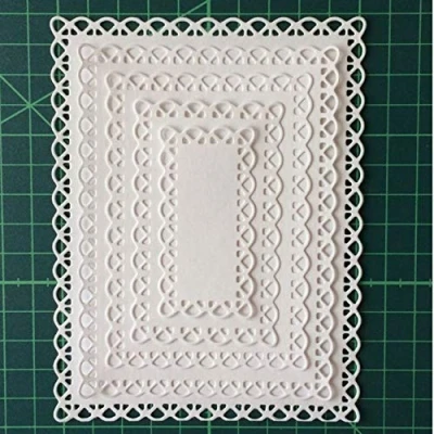Image of 5pcs/Set Lace Rectangle Frame Metal Die Cuts, Christmas Wave Long Square Cutting Dies Cut Stencils for DIY Scrapbooking Album Decorative Embossing Paper Card Making