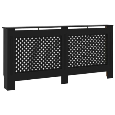 Image of vidaXL Radiator Cover Durable Home Appliance Laqucered Wood Slatted Grill Vertical Slats Cabinet Heating Shelf Heater Unit Black MDF