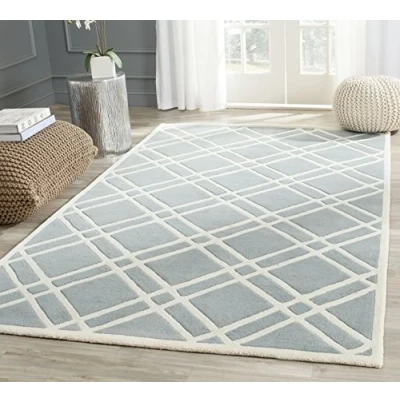 Image of SAFAVIEH Medallion Rug for Indoor &amp; Outdoor Beachhouse Collection, Short Pile, in Aqua and Cream color, 79 X 152 cm