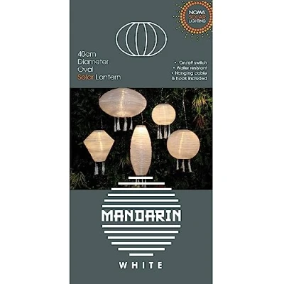 Image of NOMA Solar Mandarin Lantern, Oval with Tassels, 40 cm, White