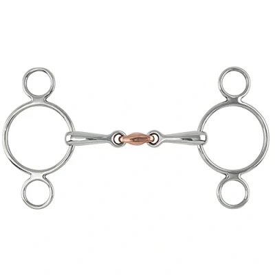 Image of Shires Equestrian Two Ring Copper Lozenge Gag Bit 6&quot; Steel