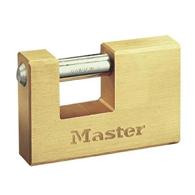 Image of Master Lock 607EURD Rectangular Brass Padlock with Key, Gold, 7,5 x 7,6 1,5 cm