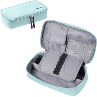 Image of SharkByte Big Pencil Case for Students Girls Boys, Large Capacity Cases Bag, Recycled Fabric Pen Pouch Holder Stationery Organizer School College Office Teens Adults