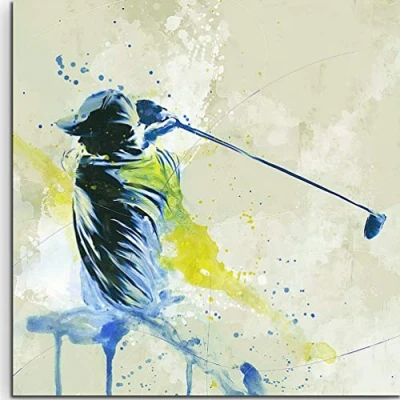 Image of PPTRTYQ Paint by Numbers for Adults Children, Retro golf 16x16 Inch Linen Canvas Acrylic DIY Number Painting Kits Hand Painted Oil Wall Art Decor Gifts