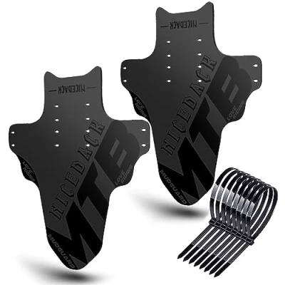 Image of NICEDACK Mudguards Mountain Bike, 2 Pieces Mudguard Fit 20 29 Inch MTB Front and Rear Compatible Bicycle Splash Guard (Black)