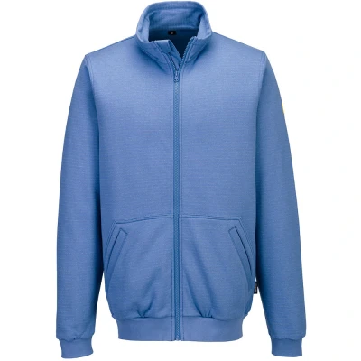 Image of Portwest Anti Static ESD Zip Sweatshirt Hamilton Blue Size Extra Large Regular