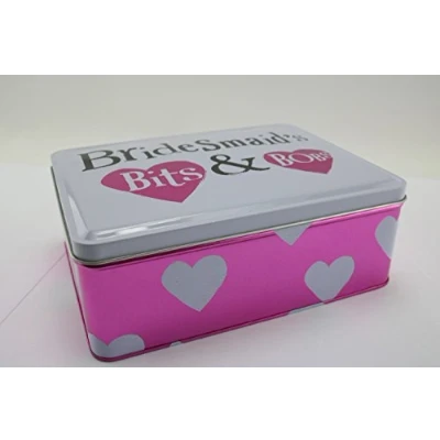 Image of Really Good Bright Side Bridesmaid&#039;s Bits &amp; Bobs Pink Tin Hearts Hinged Lid