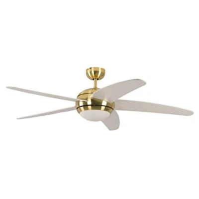 Image of Ceiling Fan Melton Brass 52 inch with Light and Remote Control Blades White