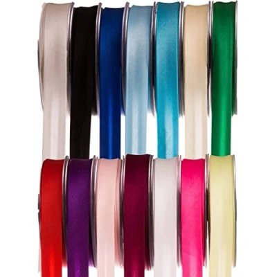 Image of SUPER RIBBONS®™ 19mm Satin Bias Binding Tape for Sewing, Edging, Stitching, Hemming, Trimmings, Accessories, Outfits and Crafts, 25 Metre on Hard Plastic Reels Purple