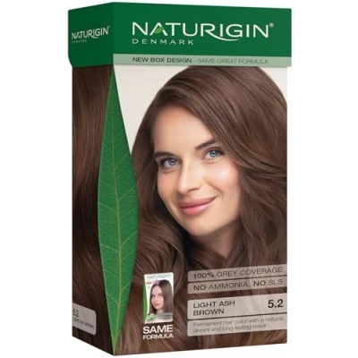 Image of Light Ash Brown Hair Dye 5.2 with Natural Ingredients No Ammonia