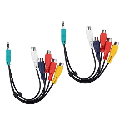 Image of mumisuto 2Pcs Video Cable for LCD TV, Component Signal Line Adapter, 3.5+2.5 to 5RCA Double‑end AV Wire