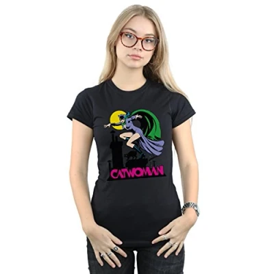 Image of DC Comics Women&#039;s Catwoman Text Logo T Shirt Large Black
