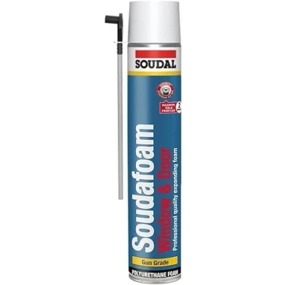 Image of Soudal Soudafoam Window &amp; Door Hand Held PU Polyurethane Expanding Foam Filler Champagne 750ml Excellent Thermal and Acoustic Insulation Ideal for Filling Around PVCu, Aluminium Wooden Windows